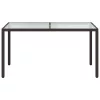 Barna polyrattan és edzett üveg kerti asztal 150 x 90 x 75 cm