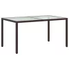 Barna polyrattan és edzett üveg kerti asztal 150 x 90 x 75 cm