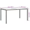 Barna polyrattan és edzett üveg kerti asztal 150 x 90 x 75 cm