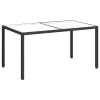 Fekete polyrattan és edzett üveg kerti asztal 150 x 90 x 75 cm