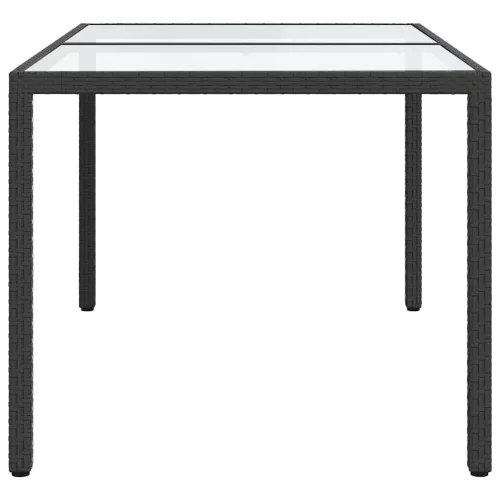 Fekete polyrattan és edzett üveg kerti asztal 150 x 90 x 75 cm