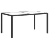 Fekete polyrattan és edzett üveg kerti asztal 150 x 90 x 75 cm