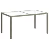 Szürke polyrattan és edzett üveg kerti asztal 150 x 90 x 75 cm