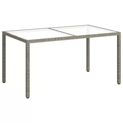 Szürke polyrattan és edzett üveg kerti asztal 150 x 90 x 75 cm