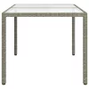 Szürke polyrattan és edzett üveg kerti asztal 150 x 90 x 75 cm