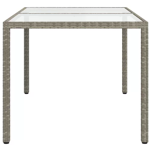 Szürke polyrattan és edzett üveg kerti asztal 150 x 90 x 75 cm