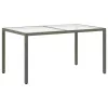 Szürke polyrattan és edzett üveg kerti asztal 150 x 90 x 75 cm