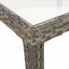 Szürke polyrattan és edzett üveg kerti asztal 150 x 90 x 75 cm