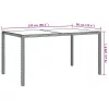 Szürke polyrattan és edzett üveg kerti asztal 150 x 90 x 75 cm