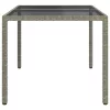 Szürke polyrattan és edzett üveg kerti asztal 150 x 90 x 75 cm