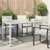 Fehér polyrattan és edzett üveg kerti asztal 150 x 90 x 75 cm