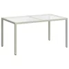 Fehér polyrattan és edzett üveg kerti asztal 150 x 90 x 75 cm