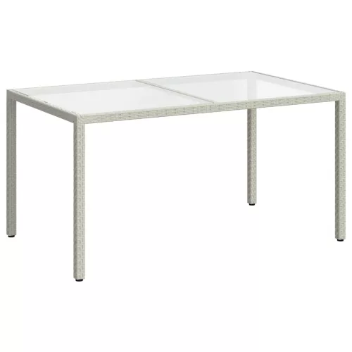 Fehér polyrattan és edzett üveg kerti asztal 150 x 90 x 75 cm