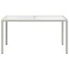 Fehér polyrattan és edzett üveg kerti asztal 150 x 90 x 75 cm