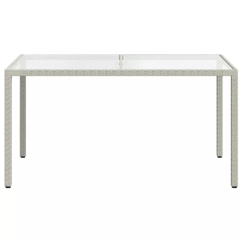 Fehér polyrattan és edzett üveg kerti asztal 150 x 90 x 75 cm