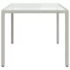 Fehér polyrattan és edzett üveg kerti asztal 150 x 90 x 75 cm