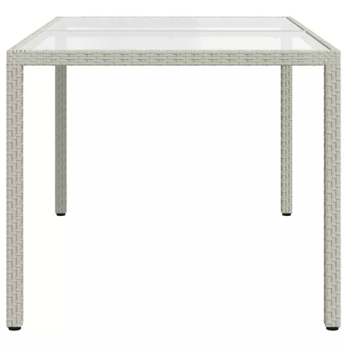 Fehér polyrattan és edzett üveg kerti asztal 150 x 90 x 75 cm