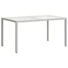 Fehér polyrattan és edzett üveg kerti asztal 150 x 90 x 75 cm