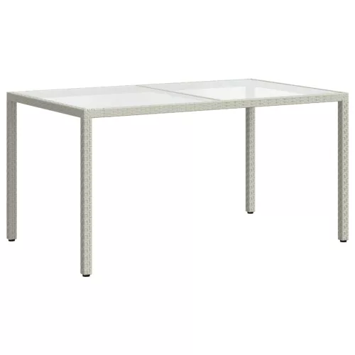 Fehér polyrattan és edzett üveg kerti asztal 150 x 90 x 75 cm