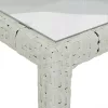 Fehér polyrattan és edzett üveg kerti asztal 150 x 90 x 75 cm