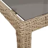 Bézs polyrattan és edzett üveg kerti asztal 150 x 90 x 75 cm