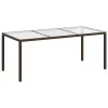 Barna polyrattan és edzett üveg kerti asztal 190 x 90 x 75 cm