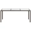 Barna polyrattan és edzett üveg kerti asztal 190 x 90 x 75 cm