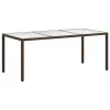 Barna polyrattan és edzett üveg kerti asztal 190 x 90 x 75 cm