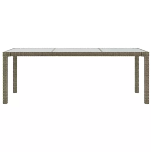 Szürke polyrattan és edzett üveg kerti asztal 190 x 90 x 75 cm