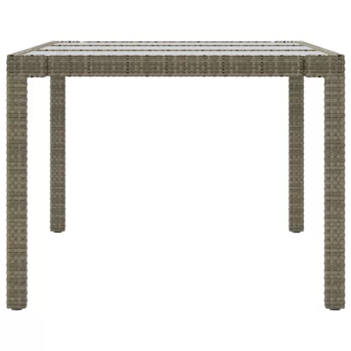 Szürke polyrattan és edzett üveg kerti asztal 190 x 90 x 75 cm