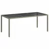 Szürke polyrattan és edzett üveg kerti asztal 190 x 90 x 75 cm