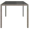 Szürke polyrattan és edzett üveg kerti asztal 190 x 90 x 75 cm