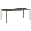 Szürke polyrattan és edzett üveg kerti asztal 190 x 90 x 75 cm
