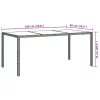 Szürke polyrattan és edzett üveg kerti asztal 190 x 90 x 75 cm