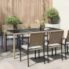 Bézs szürke polyrattan és edzett üveg kerti asztal 190x90x75 cm