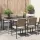 Bézs szürke polyrattan és edzett üveg kerti asztal 190x90x75 cm
