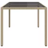 Bézs szürke polyrattan és edzett üveg kerti asztal 190x90x75 cm