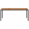 Fekete polyrattan és akácfa kerti asztal 190 x 90 x 75 cm