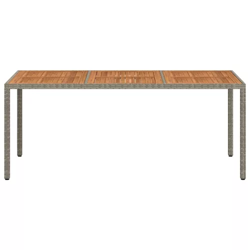 Szürke polyrattan és akácfa kerti asztal 190 x 90 x 75 cm