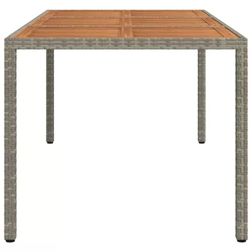 Szürke polyrattan és akácfa kerti asztal 190 x 90 x 75 cm