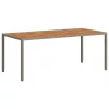 Szürke polyrattan és akácfa kerti asztal 190 x 90 x 75 cm
