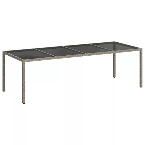 Szürke edzett üveg és polyrattan kerti asztal 250 x 100 x 75 cm