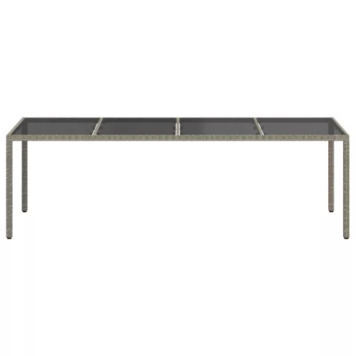 Szürke edzett üveg és polyrattan kerti asztal 250 x 100 x 75 cm