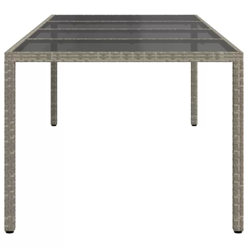 Szürke edzett üveg és polyrattan kerti asztal 250 x 100 x 75 cm