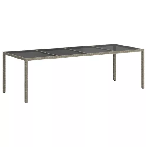 Szürke edzett üveg és polyrattan kerti asztal 250 x 100 x 75 cm
