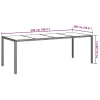 Szürke edzett üveg és polyrattan kerti asztal 250 x 100 x 75 cm