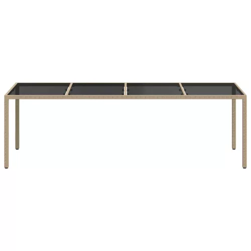 Bézs polyrattan és edzett üveg kerti asztal 250 x 100 x 75 cm