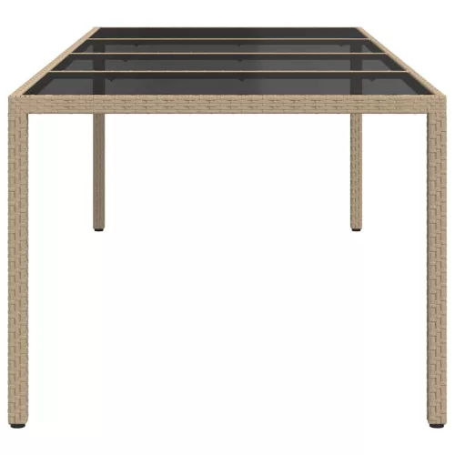 Bézs polyrattan és edzett üveg kerti asztal 250 x 100 x 75 cm
