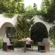 Barna polyrattan és üveg kerti asztal 109 x 107 x 74 cm