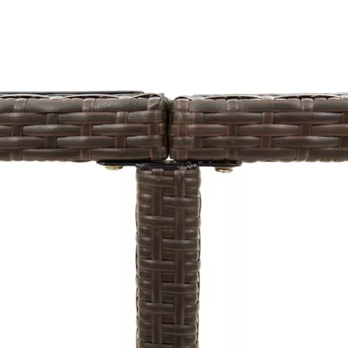 Barna polyrattan és üveg kerti asztal 109 x 107 x 74 cm
